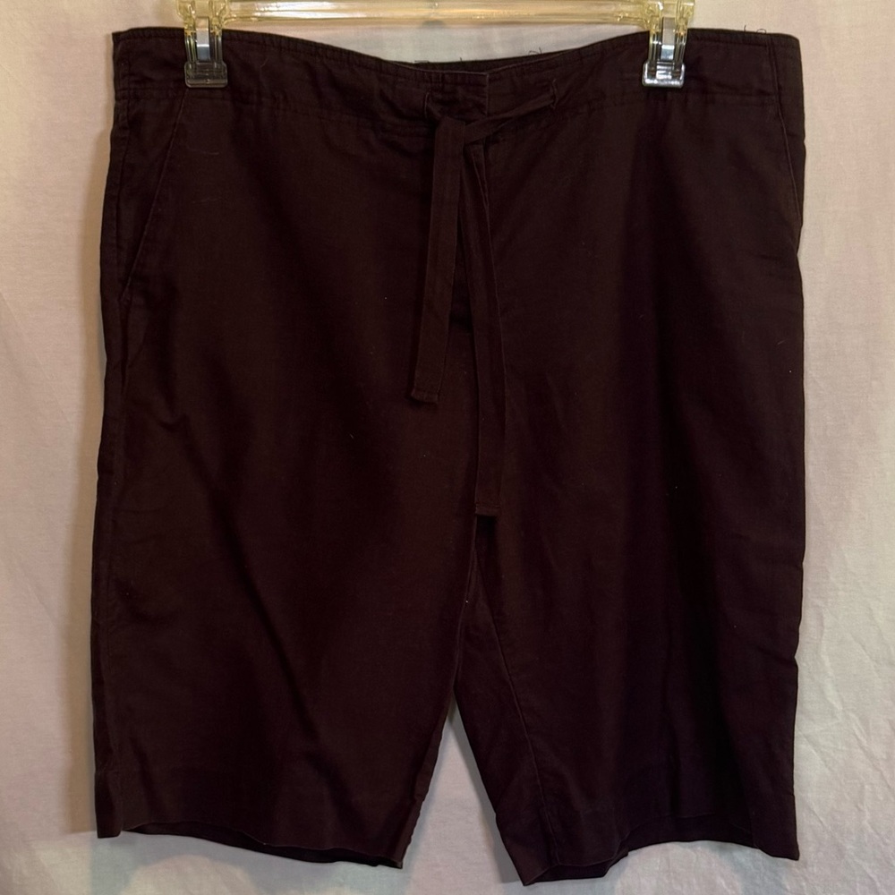 H-26 George PLUS SIZE 18 Brown Linen Blend Summer Bermuda Shorts